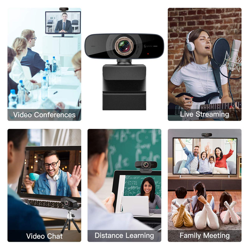 [Australia - AusPower] - Angetube 825 Full HD 1080P Webcam with Microphone, 100° Wide-Angle View and Low-Light Correction, Flexible Manual Focus, Plug and Play for Streaming, Conferencing, Video Chatting and More 