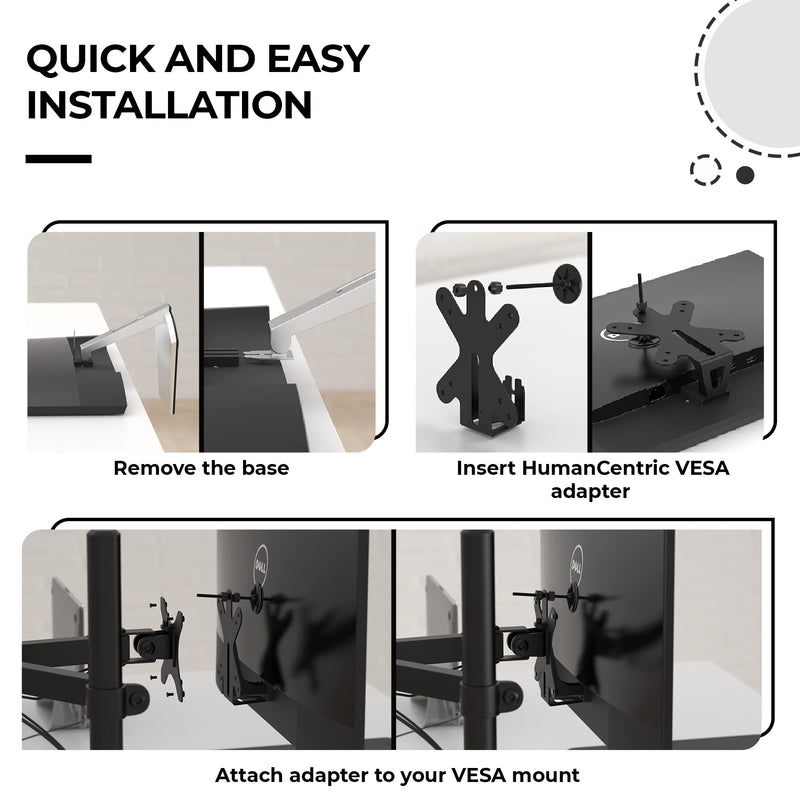 [Australia - AusPower] - HumanCentric VESA Mount Adapter Compatible with Dell Monitors, VESA Adapter for Monitor S2318H, S2218H, S2319NX, S2419NX, S2718H, S2719H, S2719HN, SE2219H, SE2419HR, SE2419HX, SE2719H, and More Dell S2*18, S2*19, SE2*19 Series (not Ultrathin) 