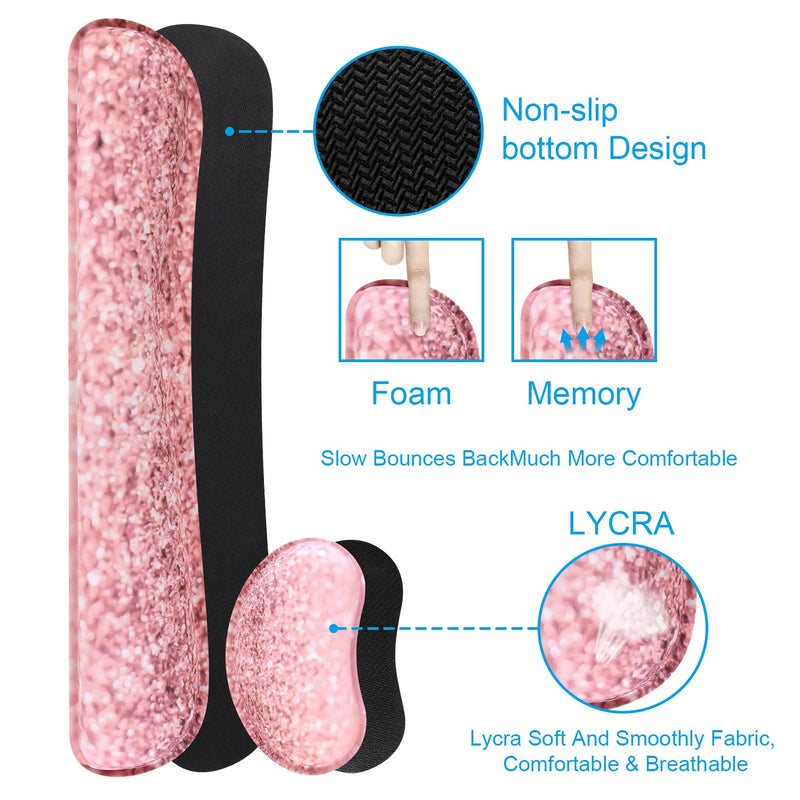 [Australia - AusPower] - iCasso Keyboard Mouse Pad Set,Extended Gaming Mouse Pad+Keyboard Wrist Rest Support , Memory Foam, Easy Typing Pain Relief, 3Pcs (35.4×15.7 in) XXL Ultra Thick Desk Mat -Pink Stay Positive A-Pink Stay Positive 