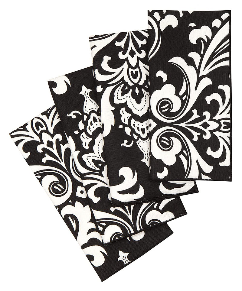 [Australia - AusPower] - 100% Cotton Linen Napkins Cloth Napkins 18" x 18" Dinner Napkins, Black and White Wedding Napkins, Damask Napkins, Table Decor, Set of 4 Table Napkins 