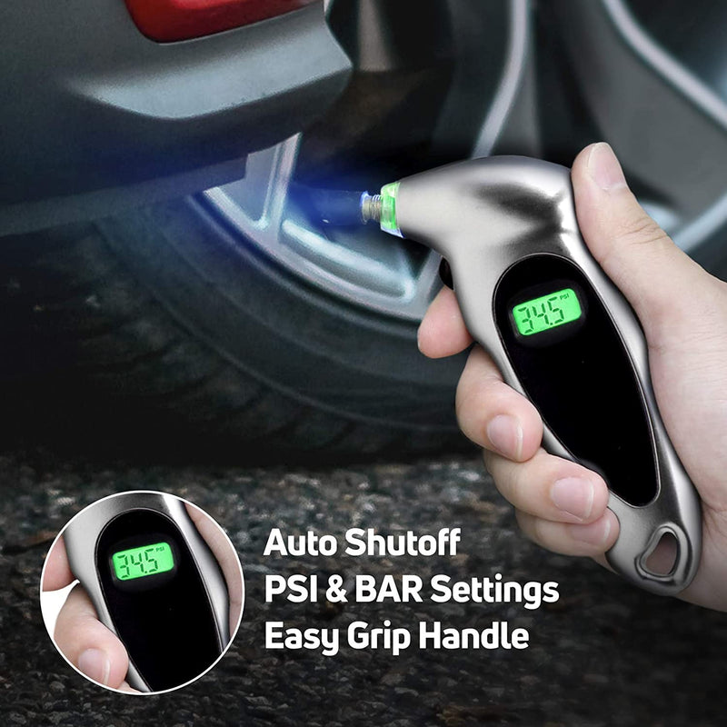 [Australia - AusPower] - Digital Tire Pressure Gauge – Backlit Air Measurement Checker Tool for Bikes, Cars, Trucks - by Hydraulax 