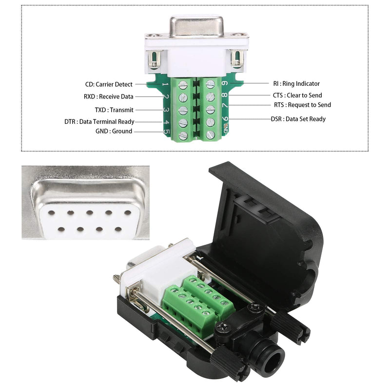 [Australia - AusPower] - DB9 Breakout Connector (2 Male+2 Female), BIFALE DB9 Solderless Connector RS232 D-SUB Serial Adapters 16mm thinner 9 Pin Port Terminal Breakout Board with Case Long Bolts Tail Pipe 2Female+2Male 
