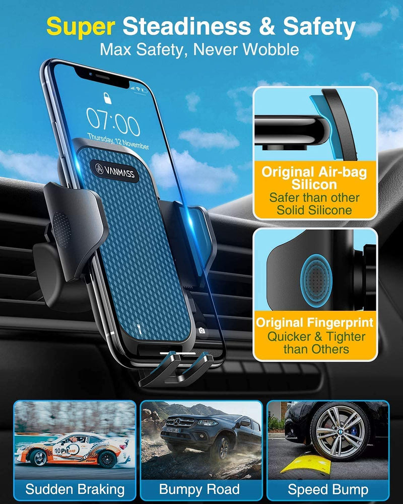 [Australia - AusPower] - [Upgraded] VANMASS Car Vent Phone Holder Mount Compatible for iPhone 13 Pro Max 12 11 X Xr Xs 8 7 Plus Mini Se Android Mobile Cell Smartphone Universal Vehicle Handsfree Easy Clamp Clip Cradle 