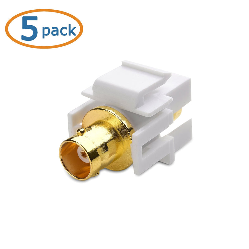 [Australia - AusPower] - Cable Matters 5-Pack Gold-Plated BNC Keystone Jack Inserts in White 