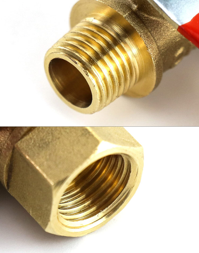 [Australia - AusPower] - QWORK Ball Valve, 3 Pcs 1/4" Heavy Duty Brass Ball Valve Shut Off Switch, 1/4" Male x Female NPT Thread Pipe Fitting Air Compressor Shut Off Valve 3 Pack 