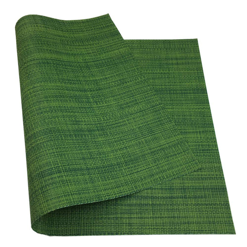 [Australia - AusPower] - Placemats Set of 6 for Dining Table Stain Resistant Washable PVC Kitchen Table Mats Woven Vinyl Wipeable Table Placemat,Easy to Clean(Algae Green) 
