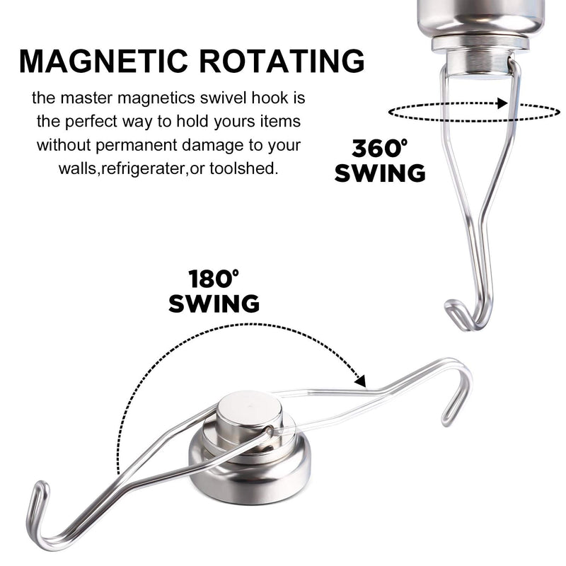 [Australia - AusPower] - MIKEDE 60 LBS Magnetic Hooks Swivel Swing, 10 Pack Strong Neodymium Magnetic Hook Heavy Duty, Magnet Hanger for Hanging, Grill, Cruise Cabins - 67.5mm(2.66in) in Length, 25mm(1in) in Diameter Swivel Swing Magnetic Hooks 