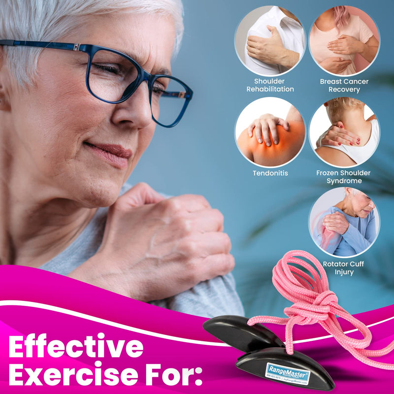 [Australia - AusPower] - RangeMaster PinkRanger Shoulder Pulley with Patient Guide │ Aids Recovery and Rehabilitation │ Helps Enhance Pain Free Range of Motion │ Adjustable, Metal Bracket Door Attachment Pink 