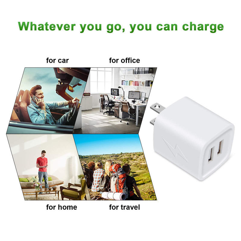 [Australia - AusPower] - USB Plug, Charging Block, GiGreen 2-Port Wall Charger Cube 3PC Power Adapter Charger Box Compatible iPhone SE/11 Pro Max/XS/8/6S, Samsung Galaxy S20+/S10/A10e/A20/A71/A80, Note 20, Moto Z4 white 