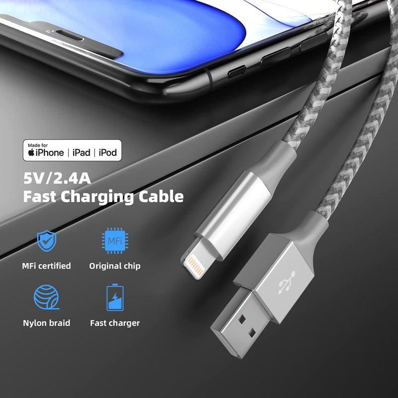 [Australia - AusPower] - iPhone Charger Cable, MFi Certified Lightning Cable 2021 Upgrade 3Pack 10FT Nylon Braided iPhone Charger Fast Charging Syncing Compatible with iPhone 12/11Pro Max/11Pro/11/XS/Max/XR/X/8/8P and More 