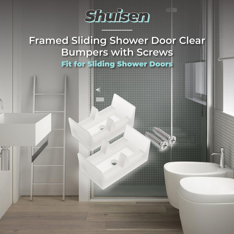 [Australia - AusPower] - Framed Sliding Shower Door Opaque Bumpers Suitable for All Kinds of Shower Glass Moving Doors,Clear Shower Doors Bumper Pads Ideal for Use with Sliding Tub Enclosure,Shower Door Replacement Parts,2 Pc 