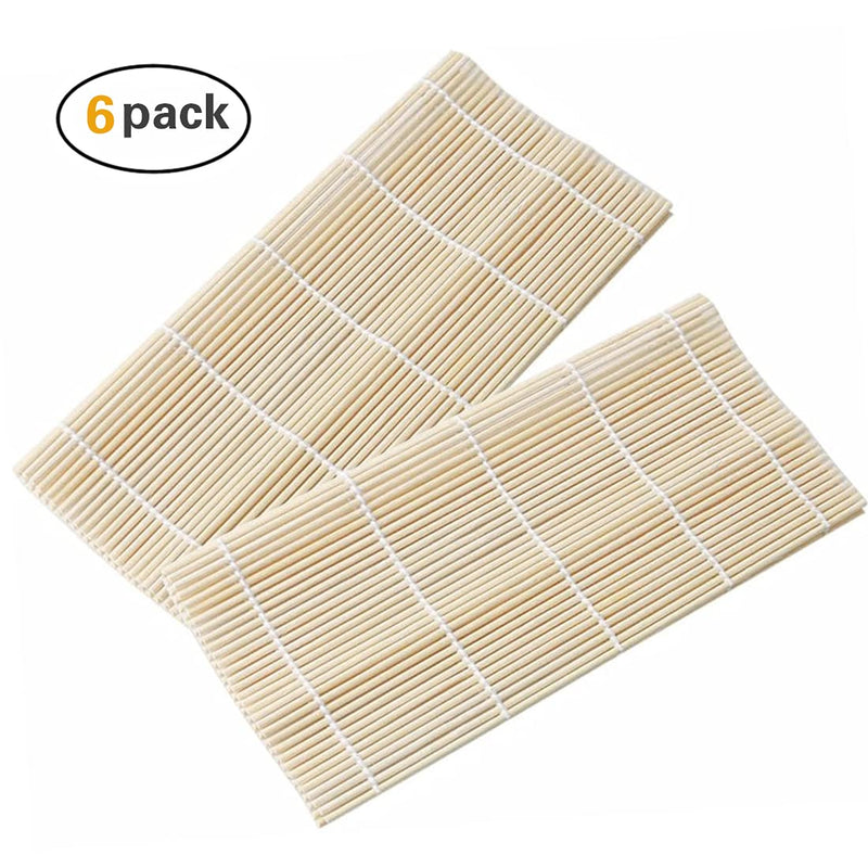 [Australia - AusPower] - JIALEEY Bamboo Sushi Rolling Mat, 9.5x9.5 Inch, 6 PCS Set 