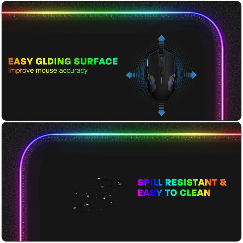 [Australia - AusPower] - YXLILI Mouse Pad Gaming Large Mouse Pads for Keyboard and Mouse Extended RGB Mouse Mat, 12 Lighting Modes, Waterproof, Non-Slip Rubber Base XXL Mousepads for Desk Computer PC Laptop-31.5 X 12inches X-Large 