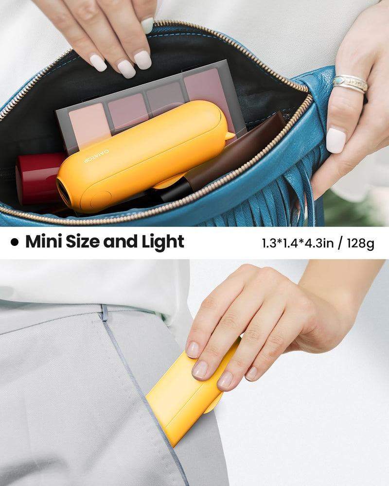 [Australia - AusPower] - Gaiatop Portable Handheld Fan, Foldable Small Fan, Mini Hand Held Fan with USB Rechargeable 2000mAh Battery, Eyelash Fan for Girls, Travel For Women, Outdoor (Yellow) Yellow 