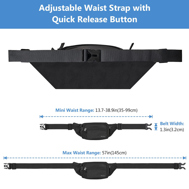 [Australia - AusPower] - ProCase Fanny Pack Waist Packs for Men Women, Waist Bag Hip Pack for Travel Hiking Running Outdoor Sports Black 