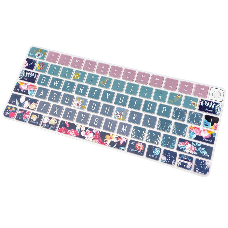 [Australia - AusPower] - Sanfulin Keyboard Cover Skin for 2021 Apple iMac Magic Keyboard (Model: A2449) with Touch ID, Cute Printing Waterproof Silicone Keyboard Protector, Red Flower 