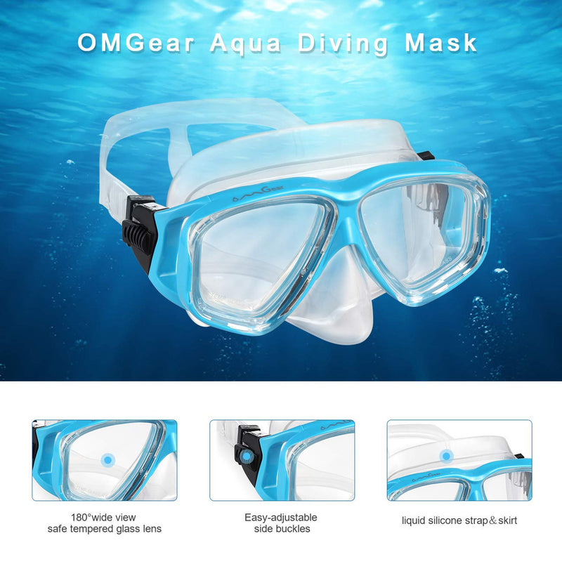 [Australia - AusPower] - OMGear Swim Mask Dive Goggles Swimming Goggles with Nose Cover Snorkeling Gear Junior Adult Snorkel Mask for Scuba Diving Spearfishing Neoprene Strap Impact Resistance 