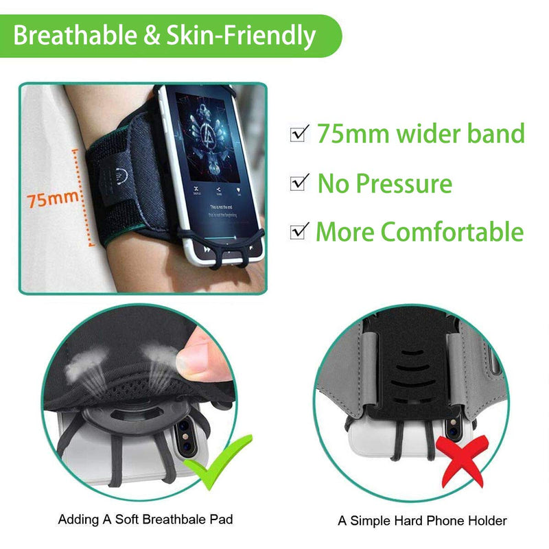 [Australia - AusPower] - Wristband Phone Holder,HCcolo 360°Rotatable Universal Sports Wristband for iPhone X/8 Plus/8/7/6s,Galaxy S9 Plus/S9/S8 & Other 4”-6.5”Smartphone,Running Armband for Hiking Biking Walking (Wrist) 