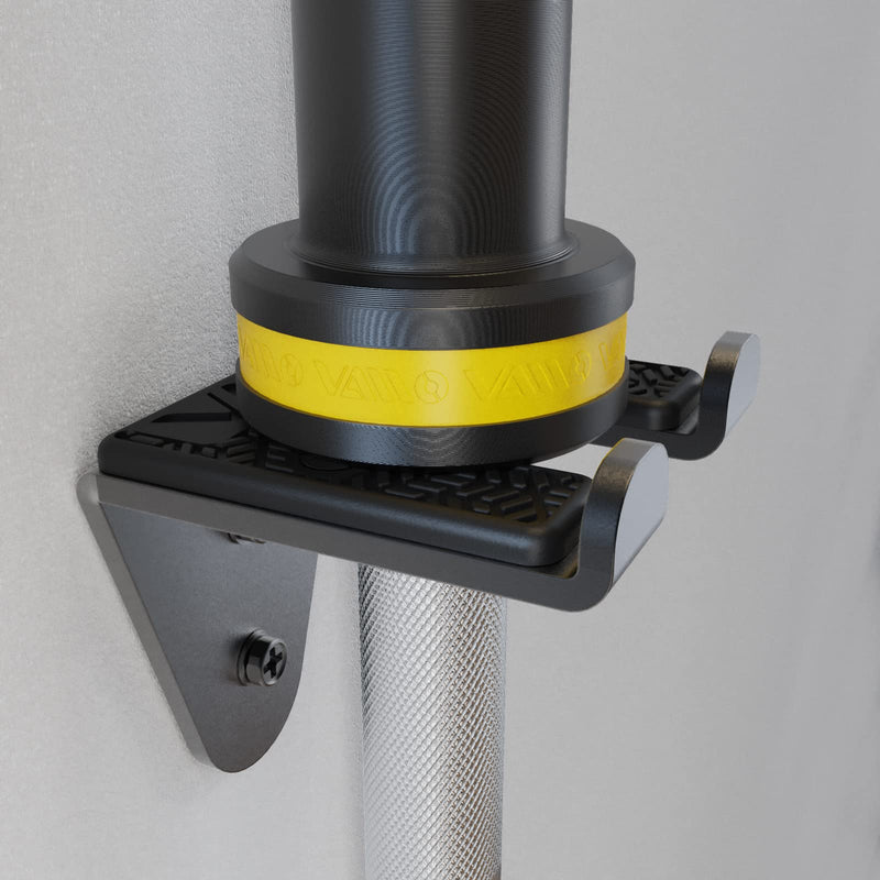 [Australia - AusPower] - VAIIO Single Olympic Barbell Hanger,Garage Gym Bar Wall Rack,Vertical Barbell Mount Rack,Black Powder Coated,Space Saving Commercial or Home Gym Accessory,Holds Under 33mm Bar Size 