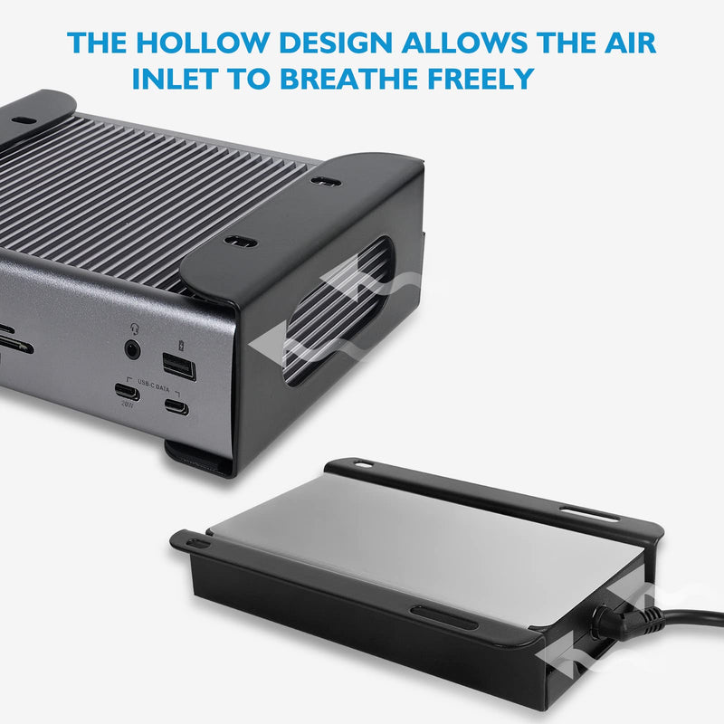 [Australia - AusPower] - Under Desk Holder for Thunderbolt 4 Dock/Thunderbolt 3 Dock and Power Cable, Under Desk Iron Storage Rack for TS4 / TS3 Plus, No Drill, Easy Install with All Hardware Included 