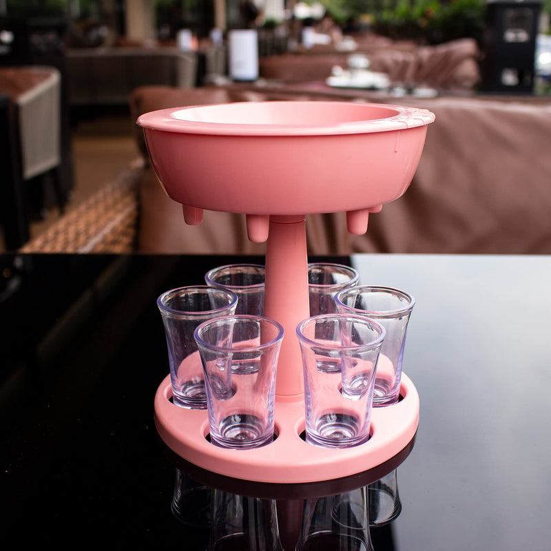 [Australia - AusPower] - DHDH Sunny 6 Shot Glass dispenser holder,Adjustable Liquid Dispenser,Adjustable shots,6 Acrylic Cups Colorful,Cocktail Dispenser, Suitable for parties,pink Pink 