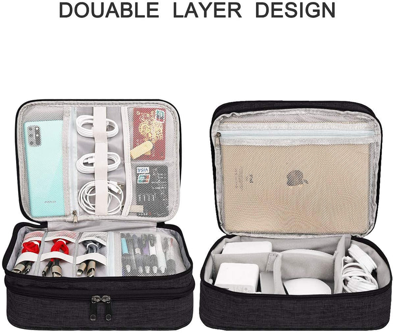 [Australia - AusPower] - OliviaLiving Electronics Organizer,Jelly Comb Electronic Accessories Cable Organizer Bag Waterproof Travel Cable Storage Bag for Charging Cable,Power Bank,iPad,Black Black 