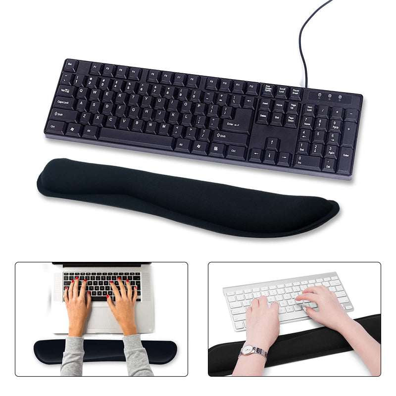 [Australia - AusPower] - Xmaxbel Keyboard Wrist Rest, Memory Foam Wrist Pad for Keyboard, Keyboard Wrist Support Cushion with Nonslip Rubber Base and Ergonomic Design (Black), 16.93 x 3.35 x 0.78 inches 
