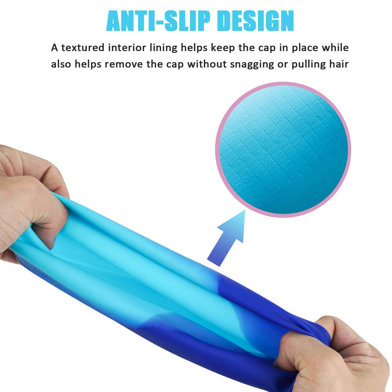 [Australia - AusPower] - Swim Cap, 2 Pack Durable Silicone Swimming Caps for Kids Girls Boys Youths (Age 2-12), Soft 3D Ergonomic Waterproof Kids Swim Caps, Comfortable Fit for Long Hair and Short Hair Aqua & Royal Blue Small(Age 2-3) 