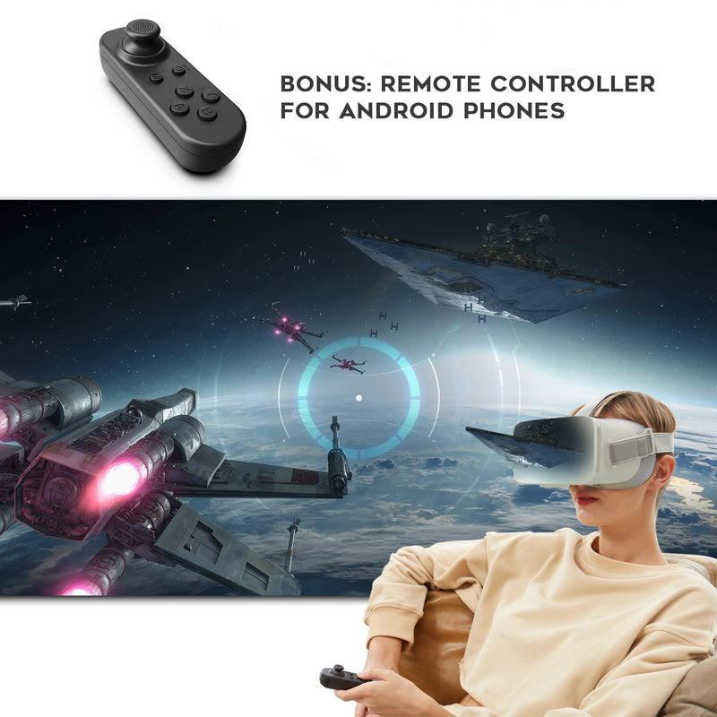 [Australia - AusPower] - Virtual Reality 3D VR Goggles VR Phone Box with Controller, Desert White Color 