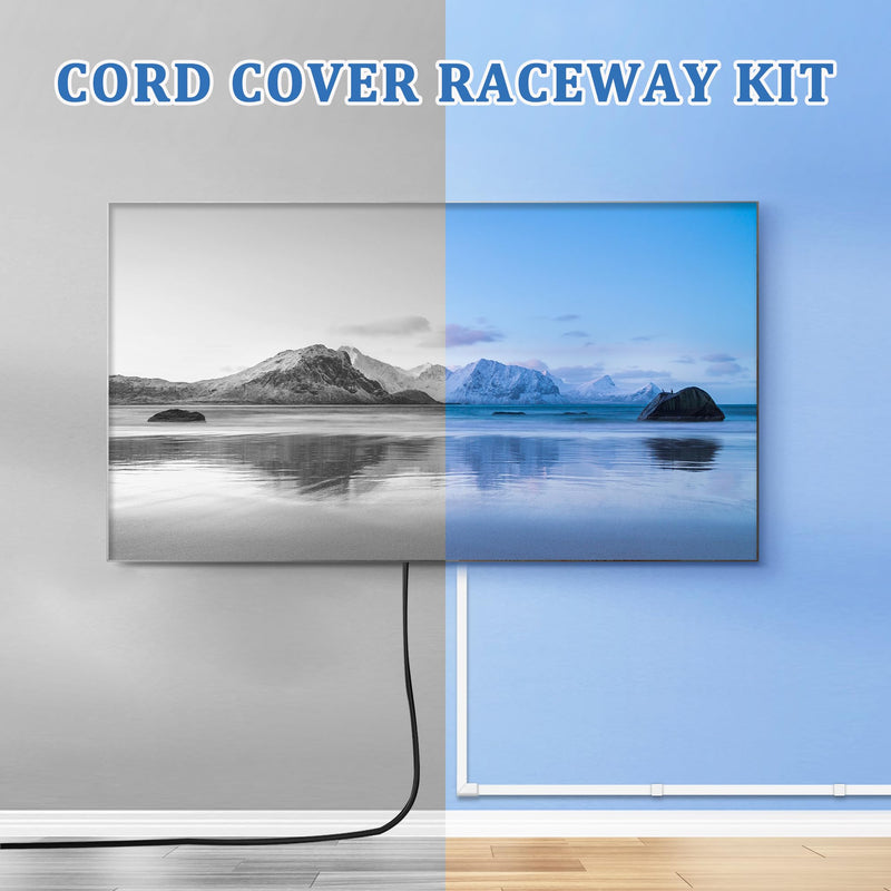 [Australia - AusPower] - Small Cable Concealer - One Cord Channel Cable Management System - Compact Cord Cover for Home and Office Wall, 8-Pack 125 inch, White Small 