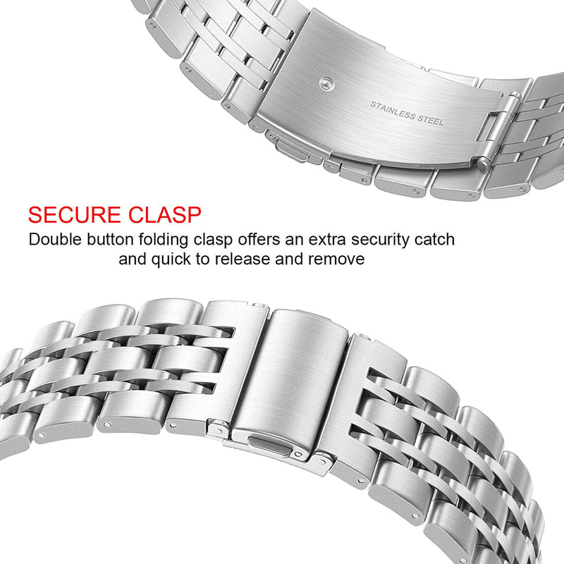 [Australia - AusPower] - V-MORO Metal Bands Compatible with Galaxy Watch 3 Band 45mm Silver Men, No Gaps Solid Stainless Steel Bracelet Business Replacement for Samsung Galaxy Watch3 45mm Smartwatch 