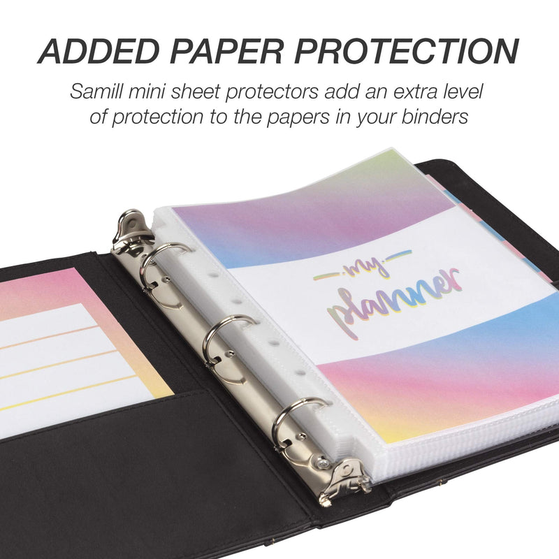 [Australia - AusPower] - Samsill 1" Junior Size Contrast Stitch Leather 3 Ring Binder, Holds 8.5 x 5.5" Paper Size, Portfolio Organizer, Black 8.5 x 5.5" Capacity 1" 