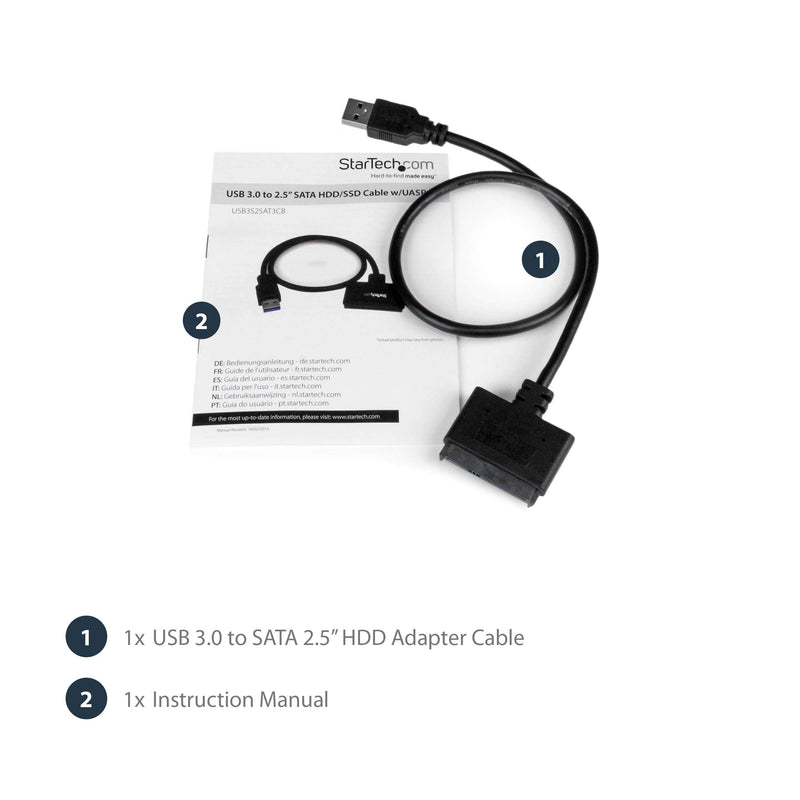 [Australia - AusPower] - StarTech.com SATA to USB Cable - USB 3.0 to 2.5” SATA III Hard Drive Adapter - External Converter for SSD/HDD Data Transfer (USB3S2SAT3CB) USB 3.0 | 2.5" 