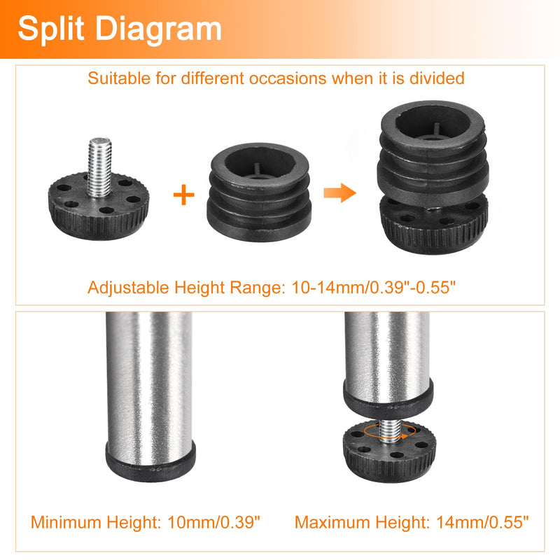 [Australia - AusPower] - uxcell 8Pcs Inserts for Round Tubes with Leveling Feet, for 35mm/1.38" OD Round Tube, M8 Thread Black Plastic Furniture Chair Leg Plug Blanking End Caps Insert Plugs 8 