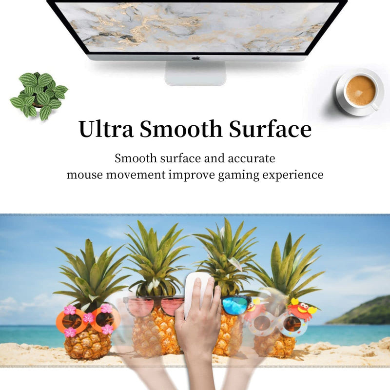 [Australia - AusPower] - Pineapple Mouse Pad Stitched Edge XL Large Mousepad 31.5" X 12" Rubber Base Non Slip Desk Mat for Laptop Pc Computer Gaming Pineapple 