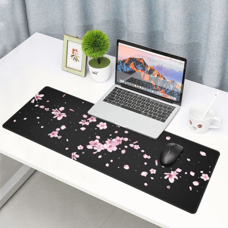 [Australia - AusPower] - Japanese Cherry Blossom Flower Gaming Mouse Pad Large XL Desk Mat Long Extended Pads Big Mousepad for Home Office Decor Accessories 31.5 X 11.8 Inch Funky Japanese Sakura Blossom 