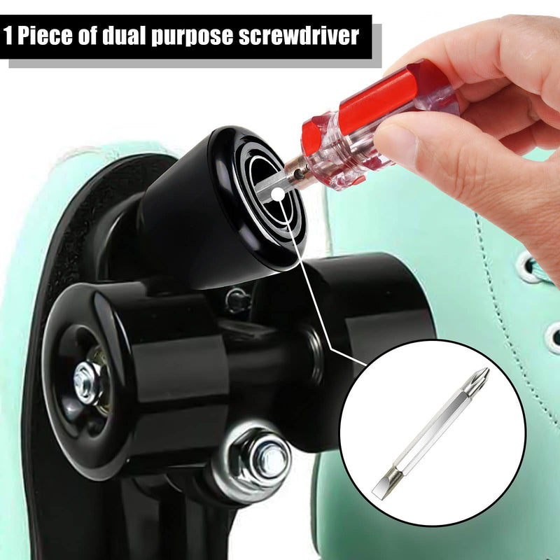 [Australia - AusPower] - Nezylaf 2 Pcs Roller Skate Toe Stoppers Brake Block Shoes Holder with Screw Arbor with Nuts Mini Wrench, Double-Row Roller Skating Brake Jam Plugs 