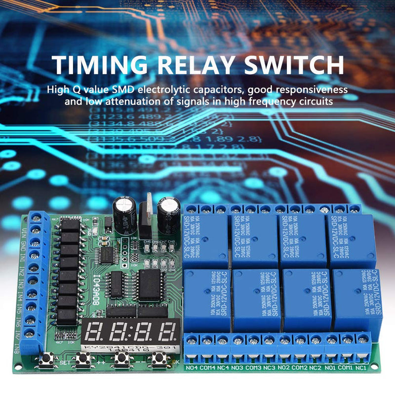 [Australia - AusPower] - Multifunction Time Relay, DC 12V 8CH LED Multifunction Digital Delay Time Cycle Timing Relay Switch Module 