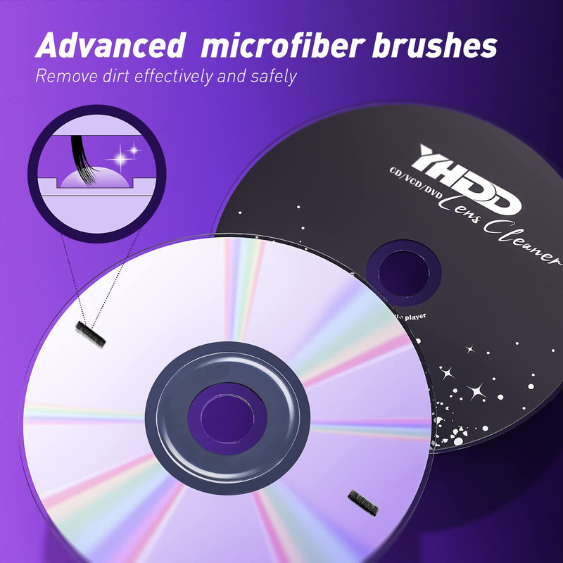 [Australia - AusPower] - YHDD CD Cleaner Disc, Safe and Effective CD Lens Cleaner, Laser Lens Cleaning Set for CD/VCD/DVD Player 
