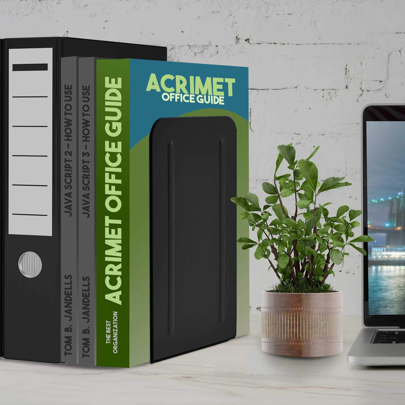 [Australia - AusPower] - Acrimet Jumbo Premium Metal Bookends 9" (Heavy Duty) (Black Color) (1 Pair) 