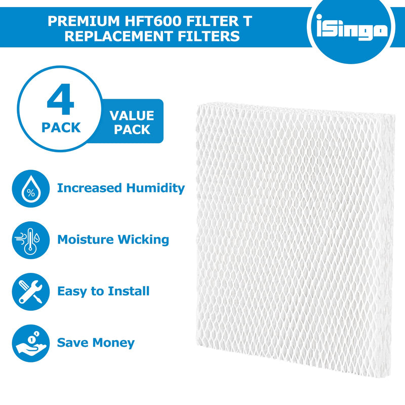 [Australia - AusPower] - iSingo Humidifier Wicking HFT600 Filter T for Honeywell Hev615 Hev620 Humidifier, Compatible with Honeywell HFT600 Humidifier Filter T Compare to Part HFT600T HFT600PDQ, (4 Pack) 4 Pack 