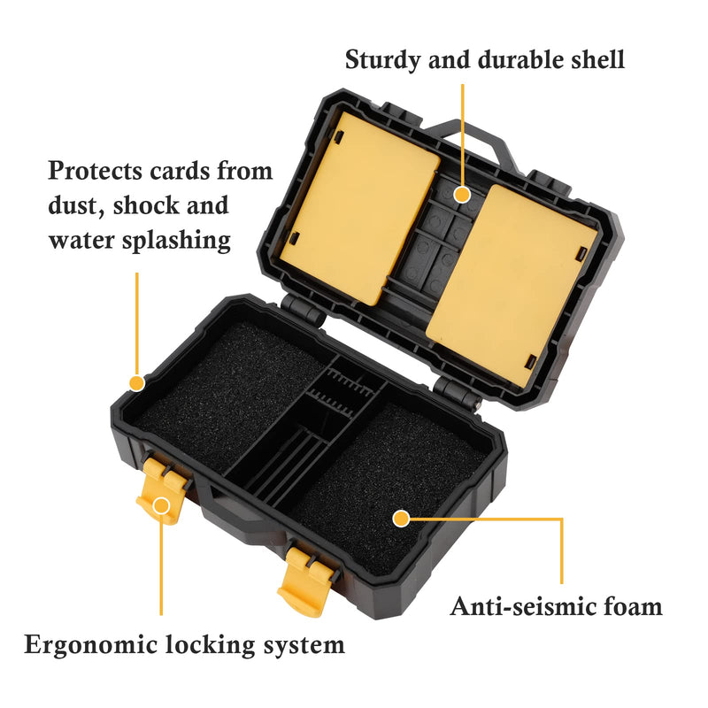 [Australia - AusPower] - SD Card Holder, Camera Battery Memory Card Case, CF Card Holder Protector Case Waterproof Anti-Shock Compact SD CF Card Storage Box for 2 XQD or 2 CF Cards 5 SD Cards 9 TF Cards 2 Camera Batteries 