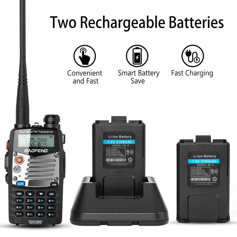 [Australia - AusPower] - BAOFENG UV-5R Pro Ham Radio with 2 Rechargeable Batteries, Dual Band Two-Way Radio Handheld Walkie Talkie Long Range with Earpiece and Mic, RH-771 High Gain Antenna 