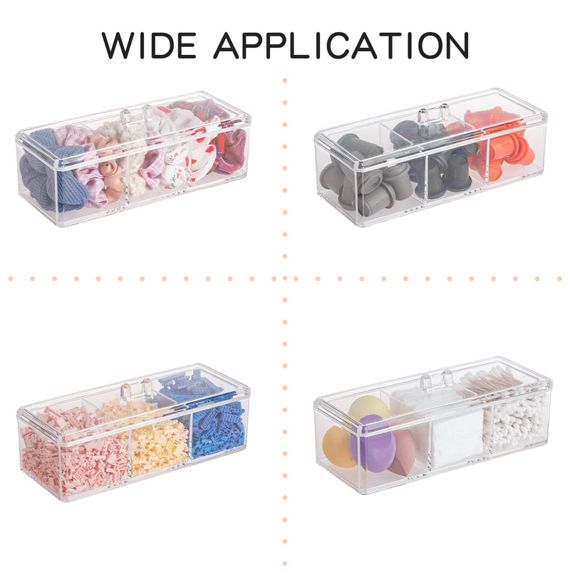 [Australia - AusPower] - FABROK Clear Cable Storage Organizer, Plastic Cable Management Box with 10pcs Cable Ties, Electronic Accessories Case for Desk Drawer, Cord Storage for Headset, Charger, Data Cable 3 Compartment 