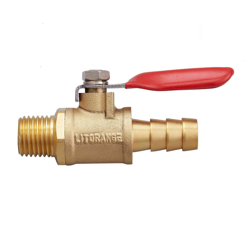 [Australia - AusPower] - Litorange 2 PCS Brass Water Mini Ball Valve Shut Off Switch, 3/8" NPT Male Thread x 3/8 INCH Hose Barb Pipe Tubing Fitting Coupler, 180 Degree Operation Handle 2PCS 3/8"Male x 3/8"Hose ID 