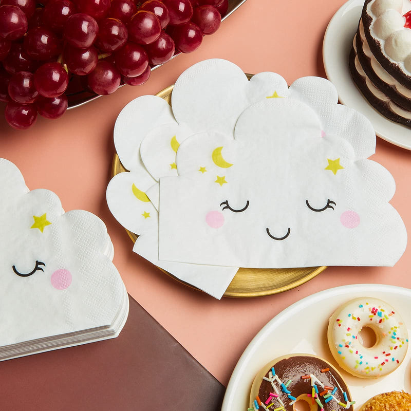 [Australia - AusPower] - 80 Sheets Cloud Paper Napkins Baby Shower Napkins for Birthday Gender Reveal Cloud Party Decorations , 6.7 x 5.5 Inch 