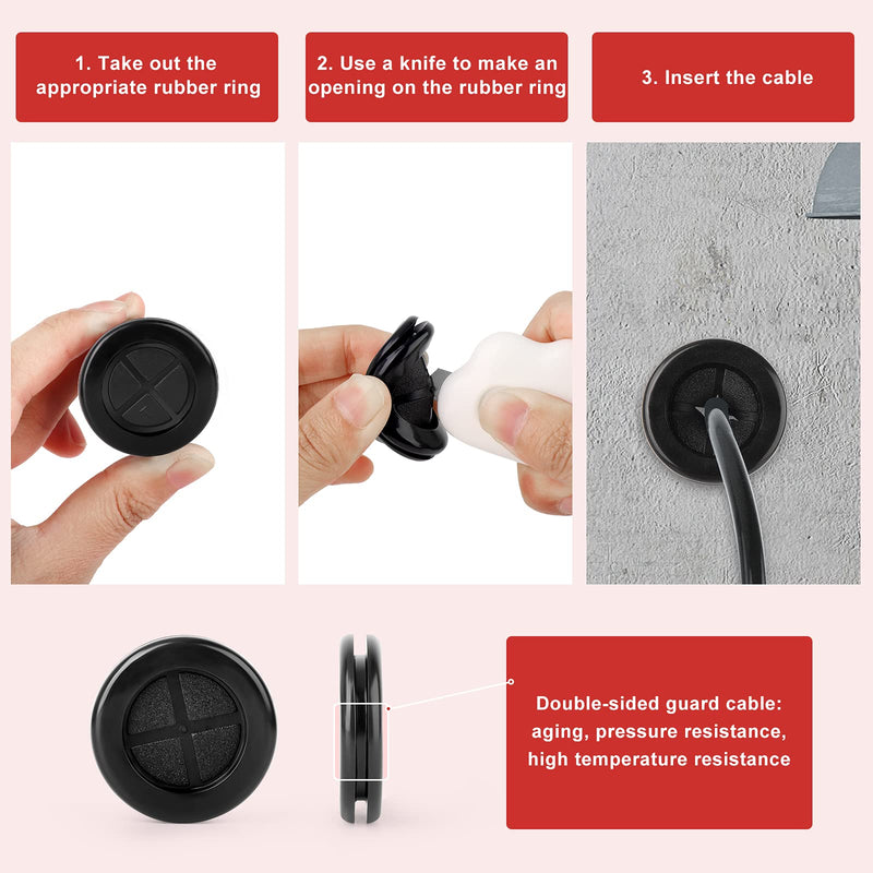 [Australia - AusPower] - QCQIANG 63Pcs Rubber Grommet Kit, Drill Hole Firewall Hole Plugs Wire Protection, 6 Sizes 5/8" 13/16" 7/8" 1" 1-3/16" 1-1/2"(Round) Black Rubber Grommet Kit 