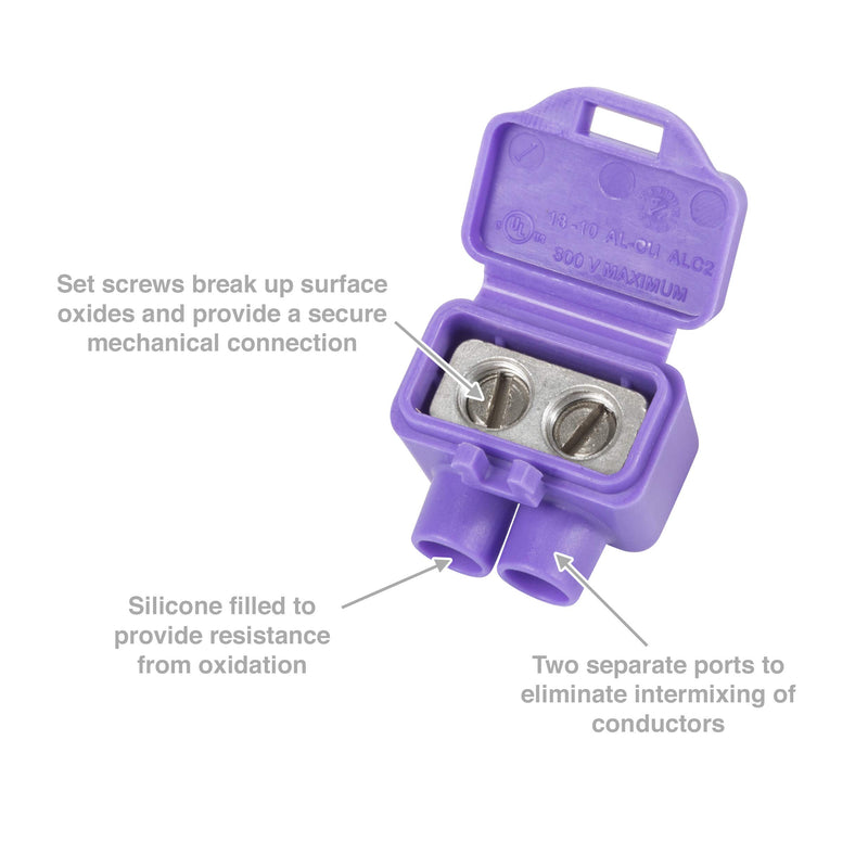 [Australia - AusPower] - King Innovation 95015 AlumiConn Wire Connector, 10 pk, Purple, Count 2 Port 