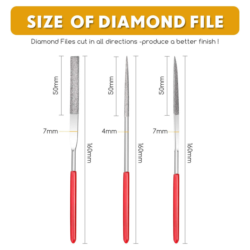 [Australia - AusPower] - 9 Pieces Miniature and Model Files, Includes Diamond File Set of Round, Flat and Triangular Metal File 