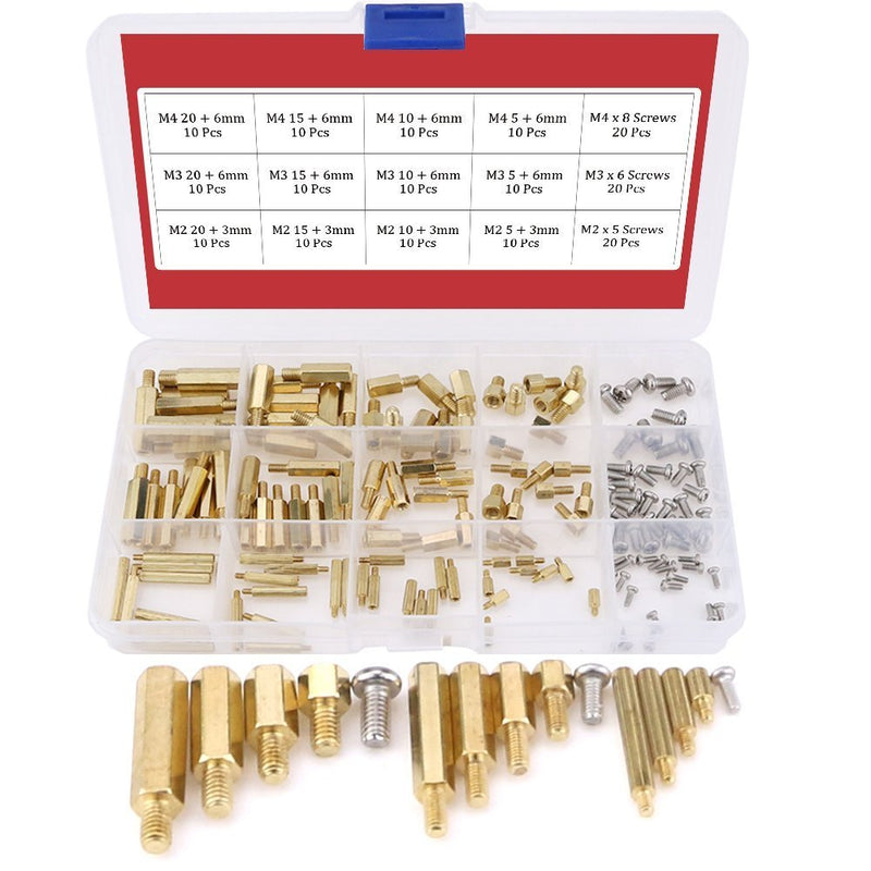 [Australia - AusPower] - Hilitchi 360pcs M2 M3 M4 Male Female Brass Spacer Standoff Screw Nut Assortment Kit Gold 